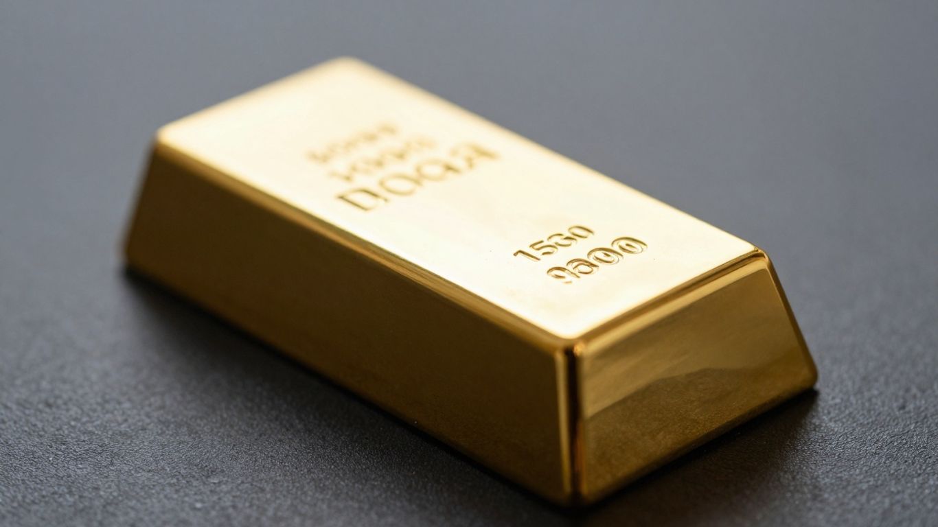 Barra de oro brillante sobre fondo oscuro.