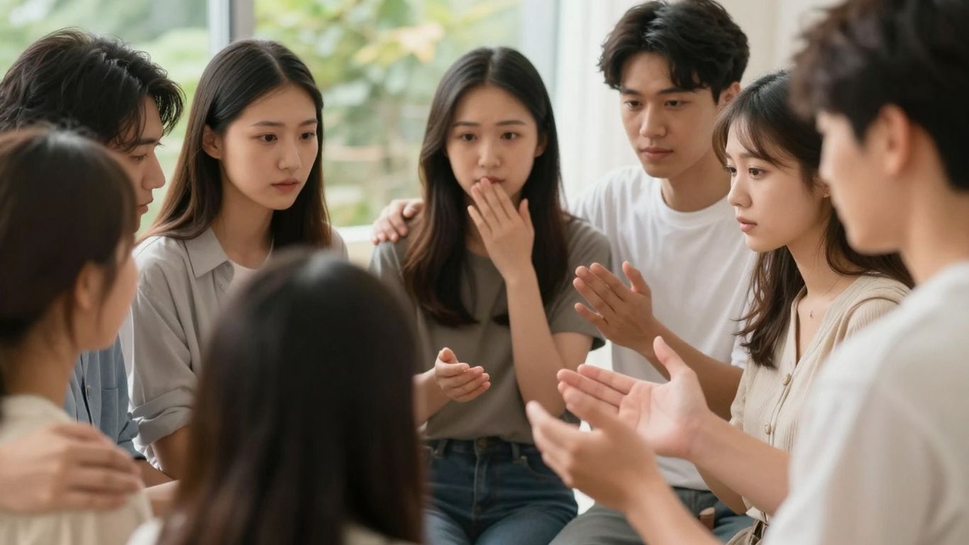 Youth mental health support group in a circle.