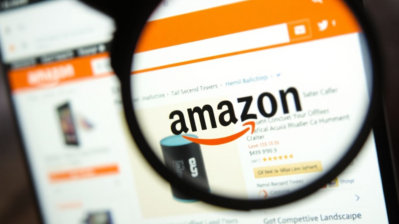 Magnifying glass over Amazon product listing