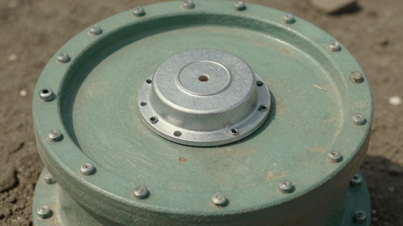 Close-up of a well seal on a water well.