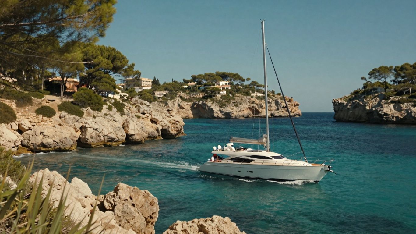 Luxury yacht sailing in Mallorca, Spain waters.