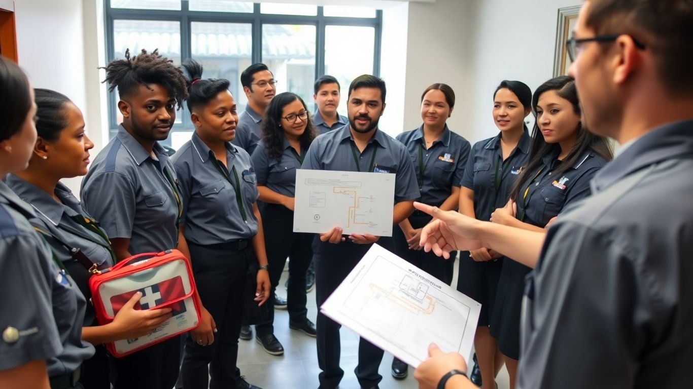 Hostel staff training for emergency response procedures.