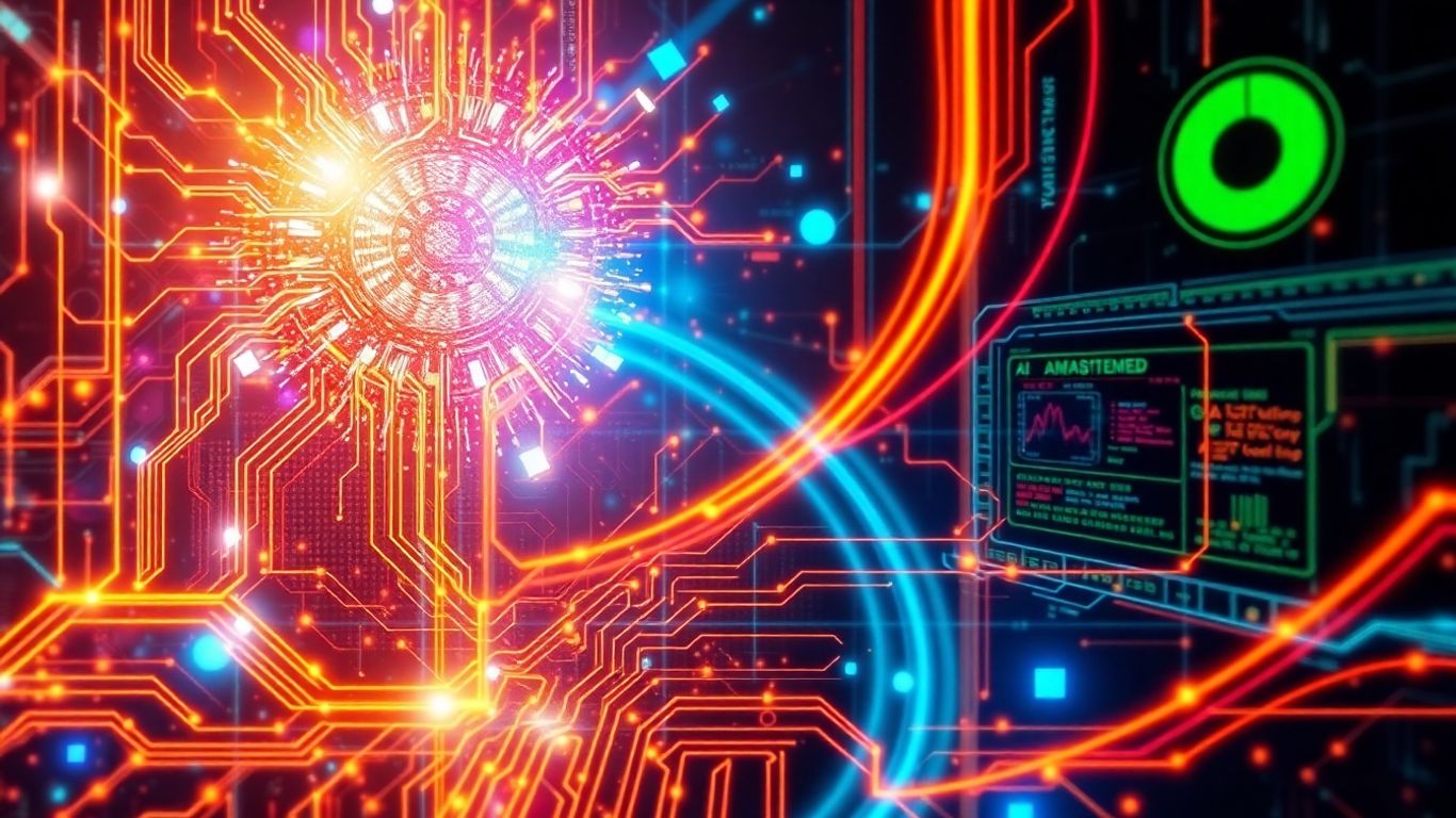 AI video generator interface with futuristic visuals