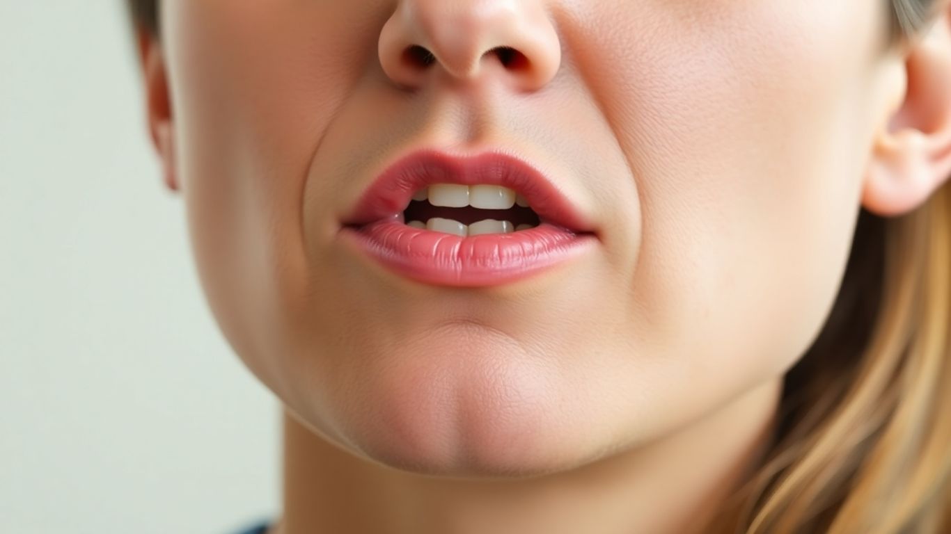 Person speaking clearly, focusing on pronunciation.