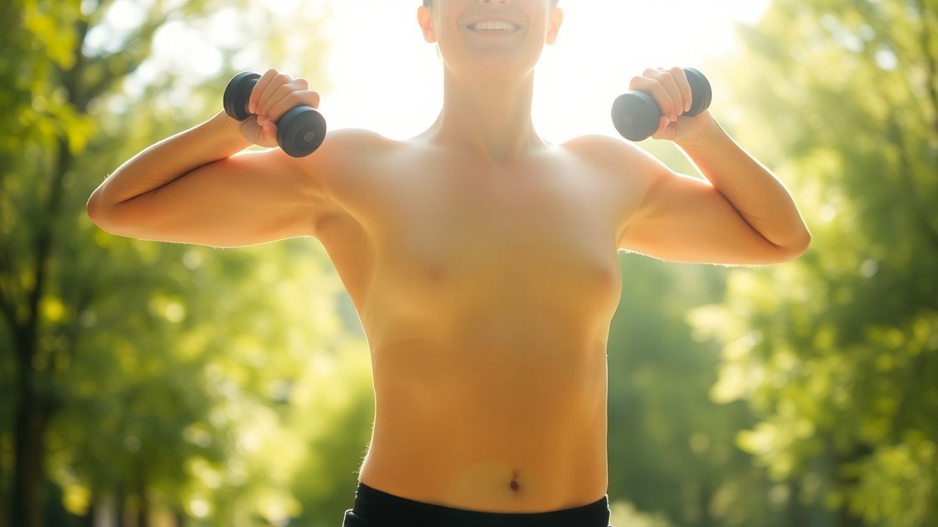 Person doing low intensity strength exercise outdoors.