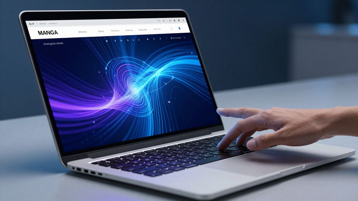 Modern website design on a laptop with abstract light background.