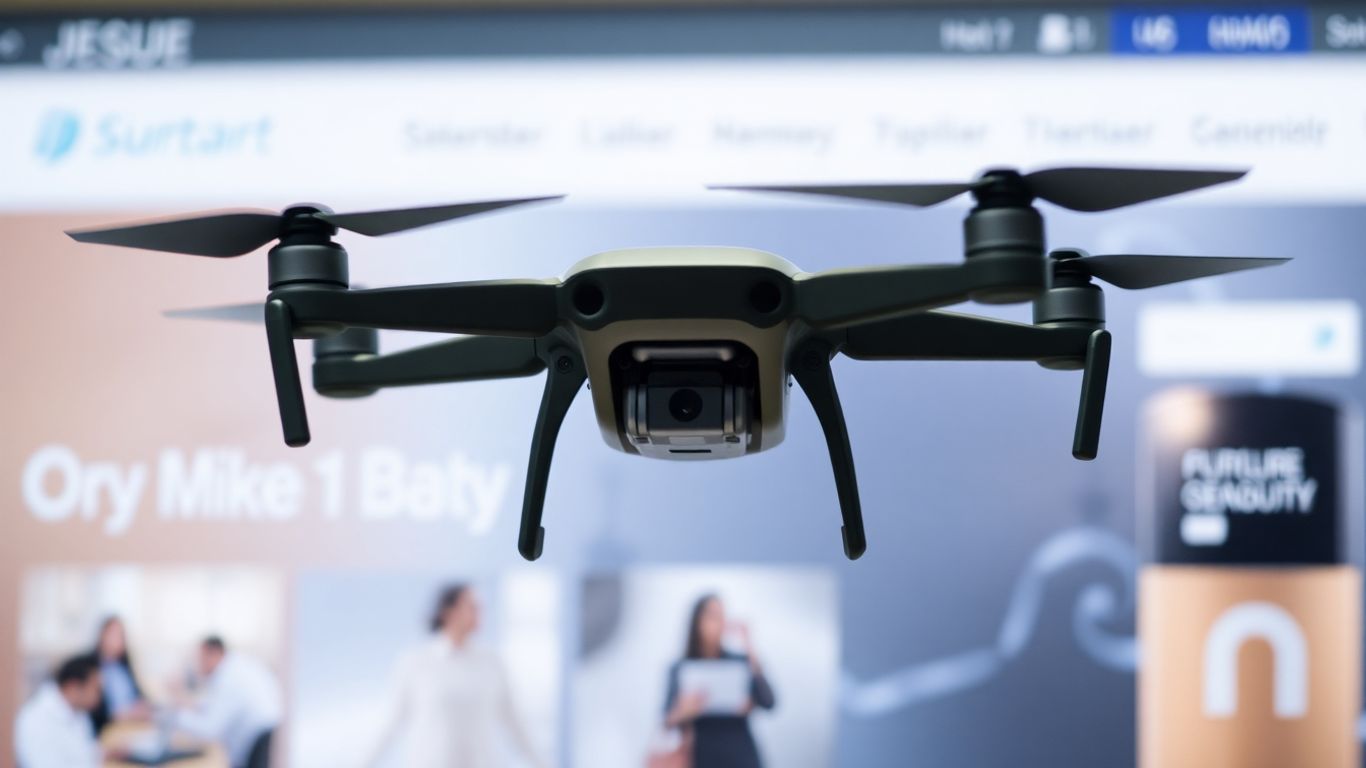 Drone hovering over a website interface.