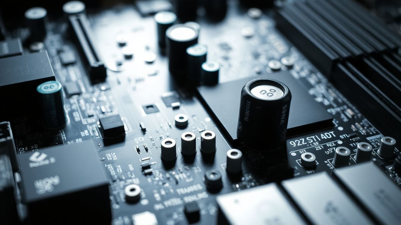 Placa base de ordenador con detalles de circuitos.