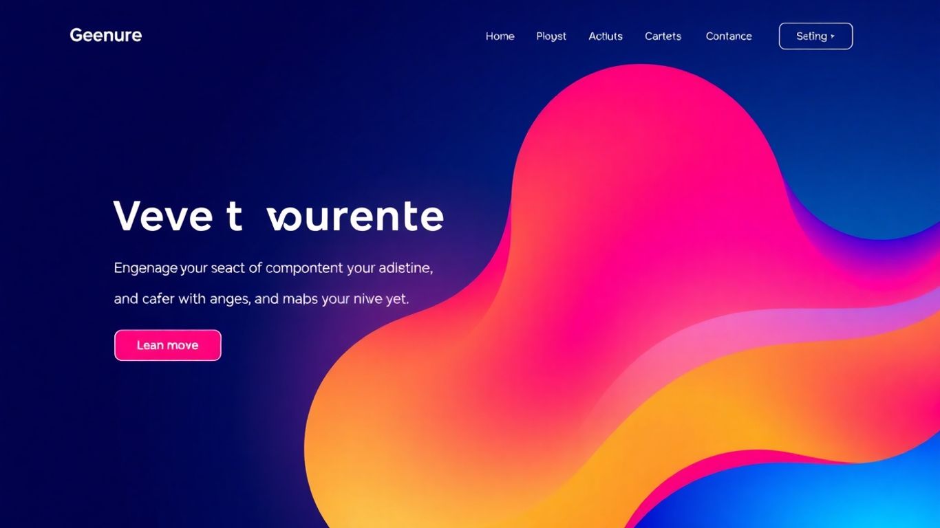 Modern website homepage design with vibrant colors and shapes.