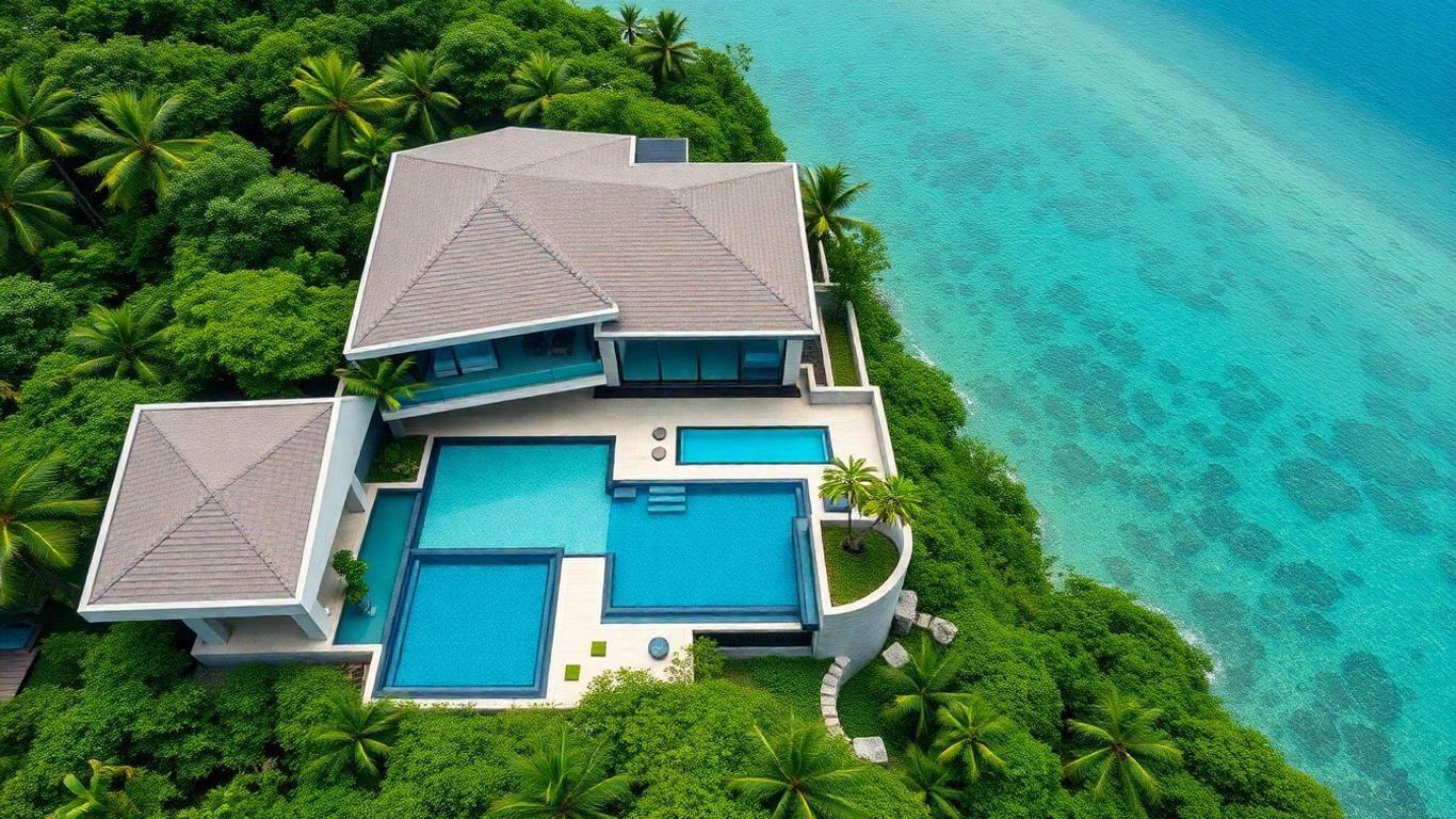 Luxury villa with infinity pool overlooking the sea.