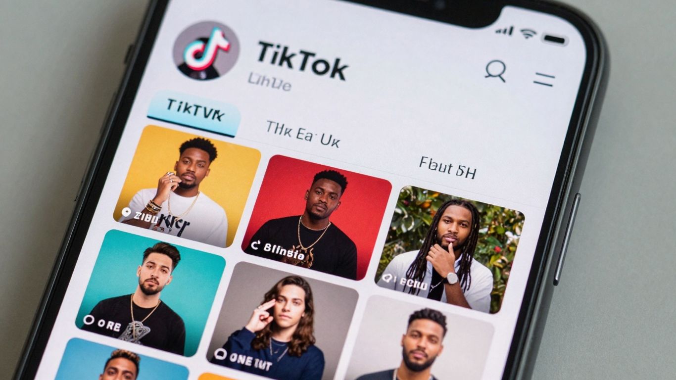 Interface TikTok avec hashtags et descriptions