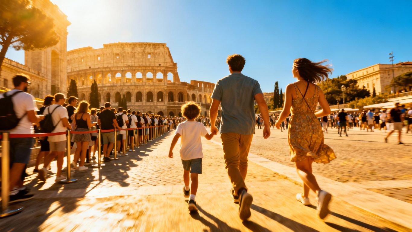 Family skips long line at famous attraction.