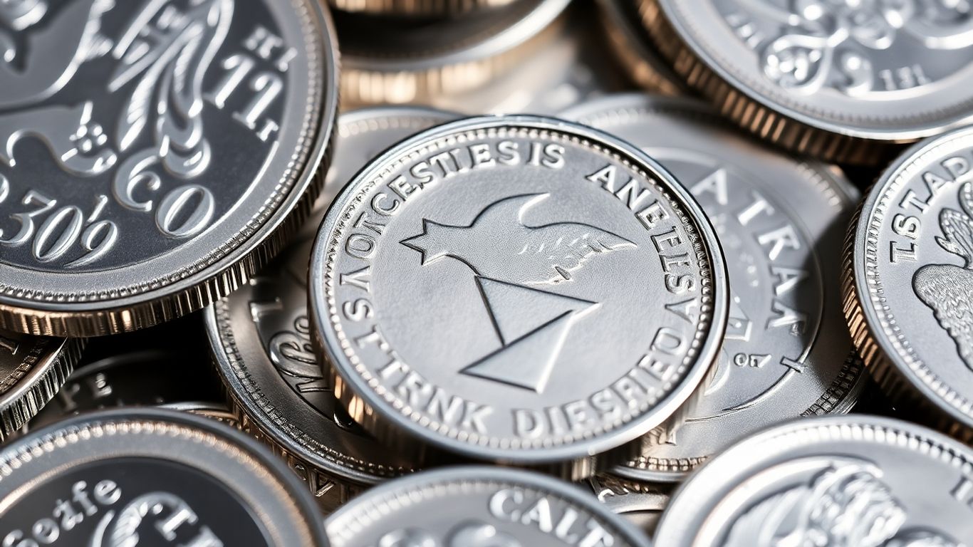 Collection of shiny platinum coins