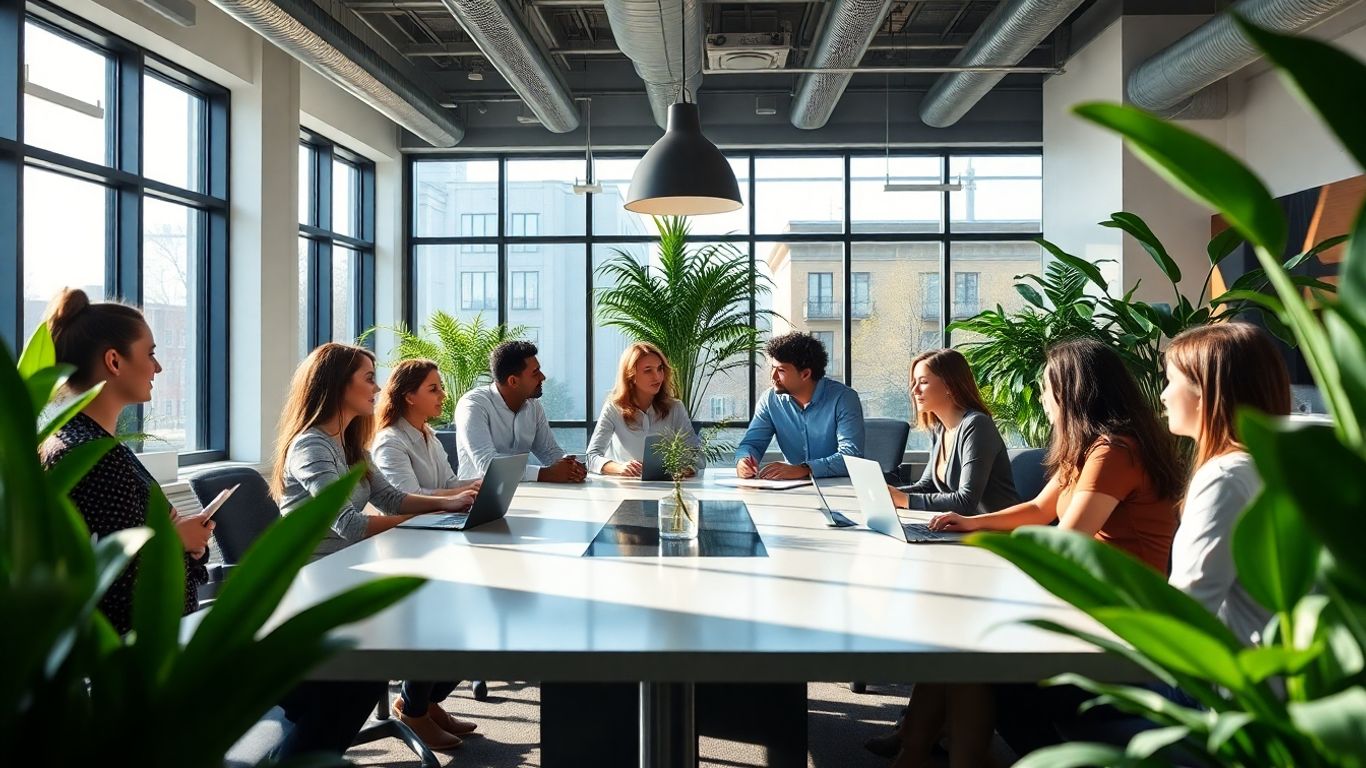 Marketing professionals collaborating in a modern Virginia office.