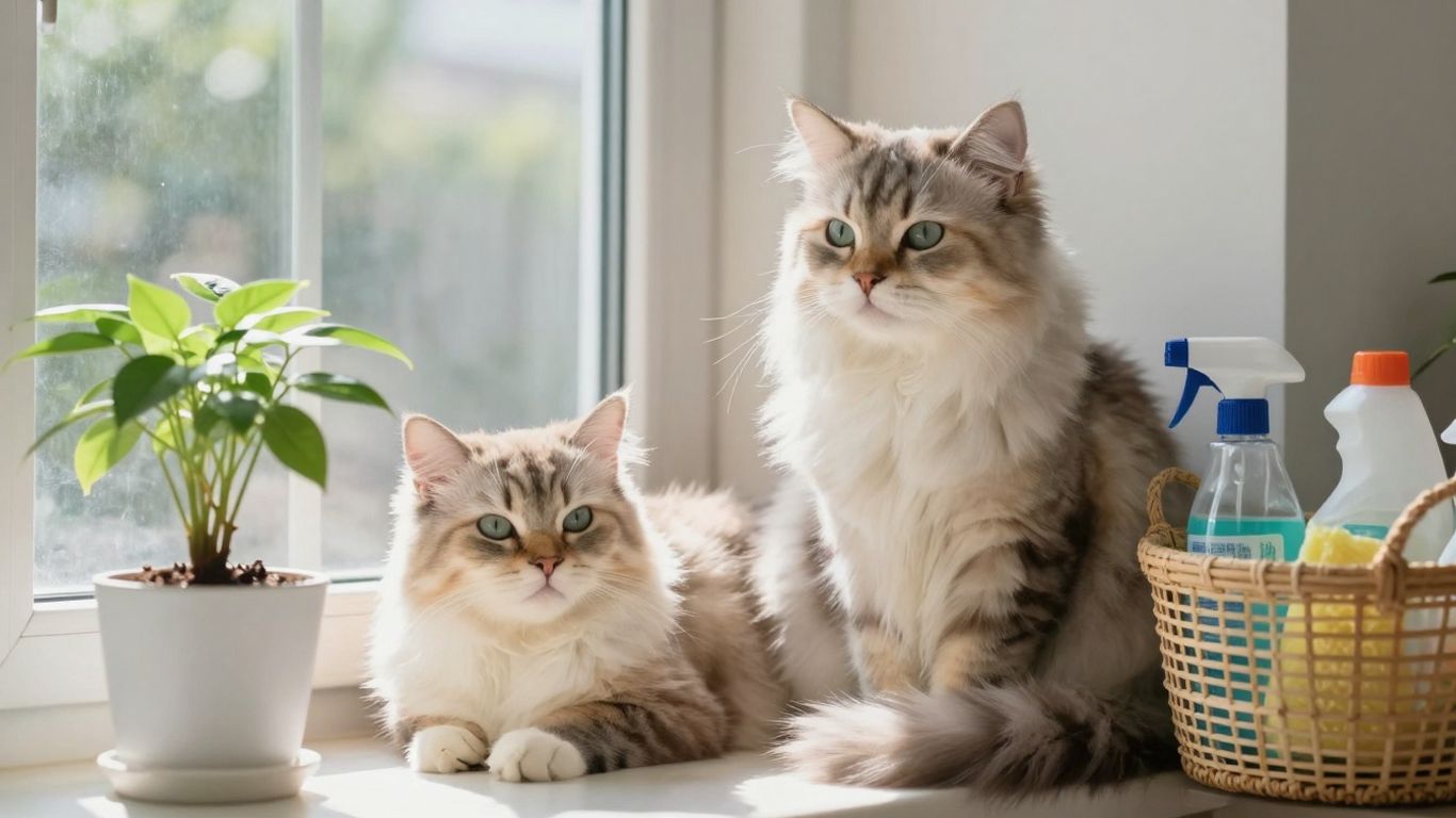 Cat relaxing in a clean, sunlit home environment.