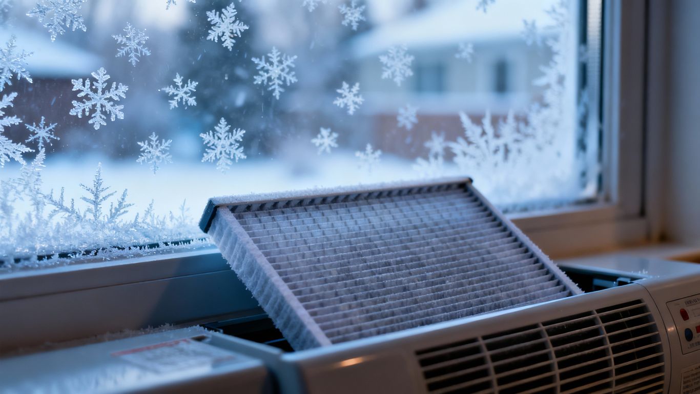 HVAC filter with cold weather outside.