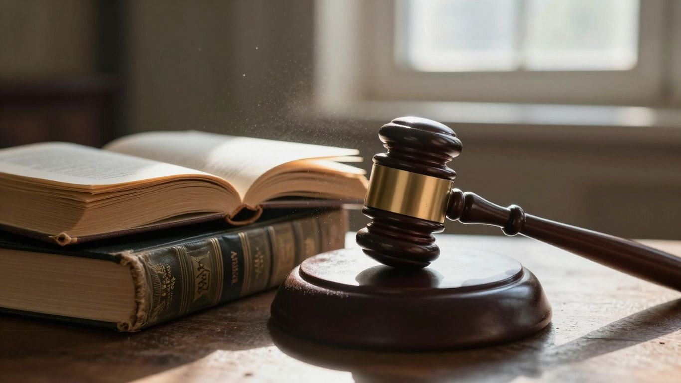 Gavel on law books, symbolizing legal precedent.