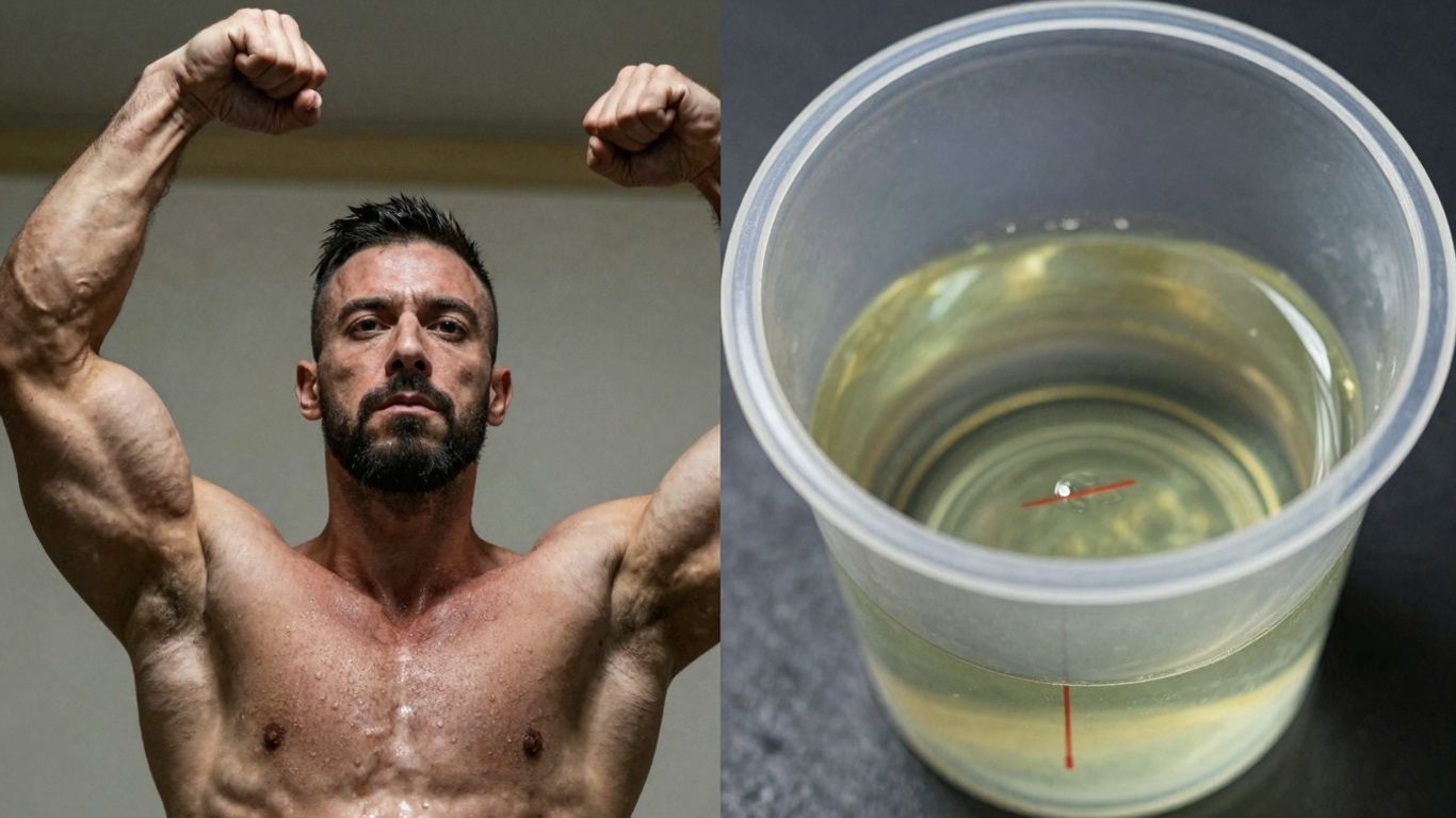 Bodybuilder and positive drug test result.