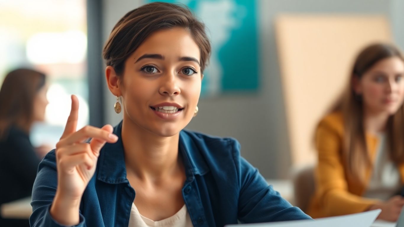 Students discussing education, work, and future goals.