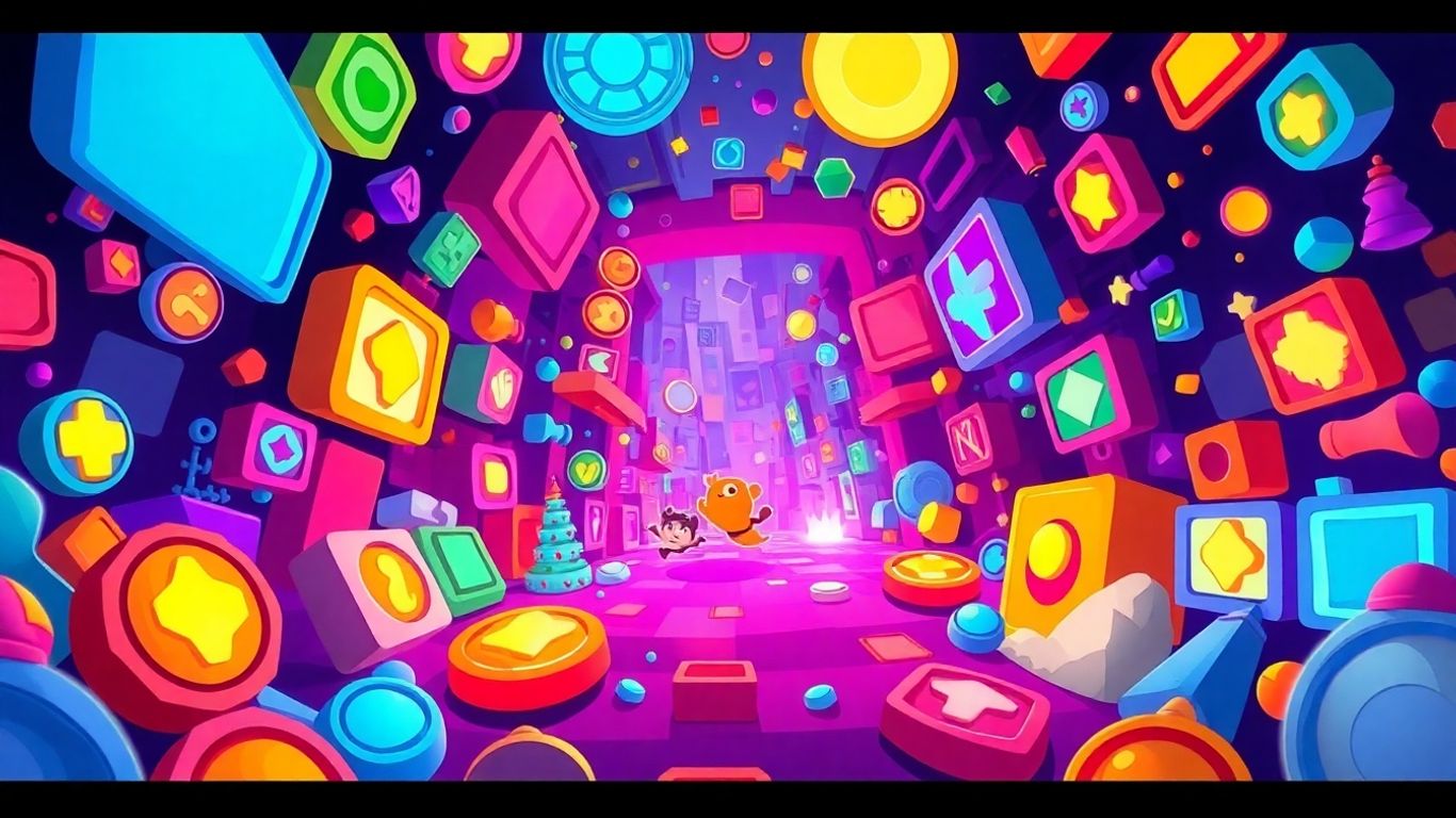 Colorful and engaging illustration of game elements.
