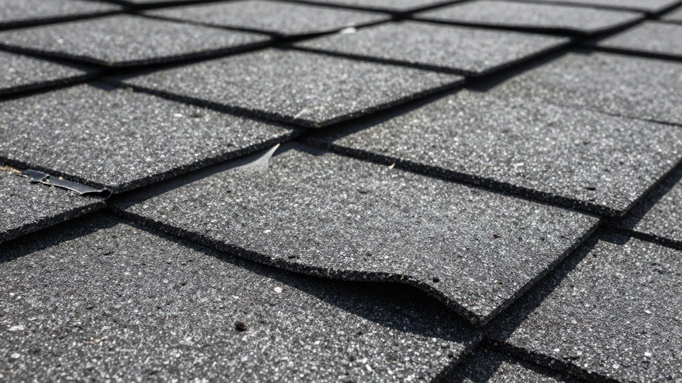 Weathered asphalt shingle roof with curled and missing sections.