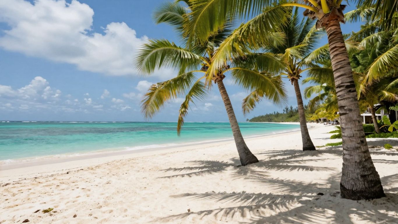 Turquoise waters and white sand beach in the Cayman Islands.