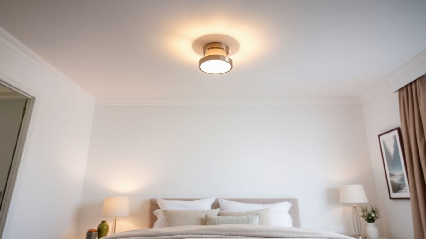 Bedroom with flush light fitting