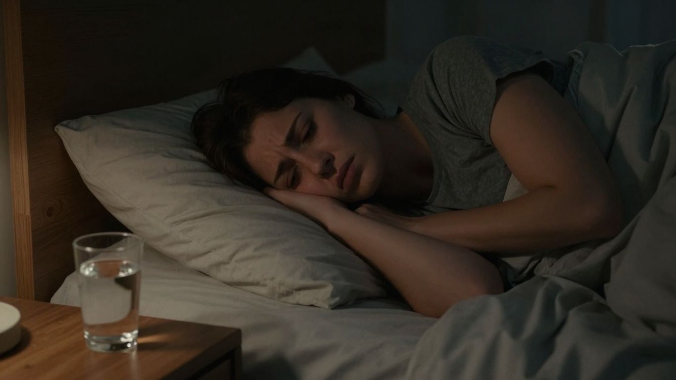 10 Habits Secretly Sabotaging Your sleep 2 Person struggling to sleep near a glass of water.