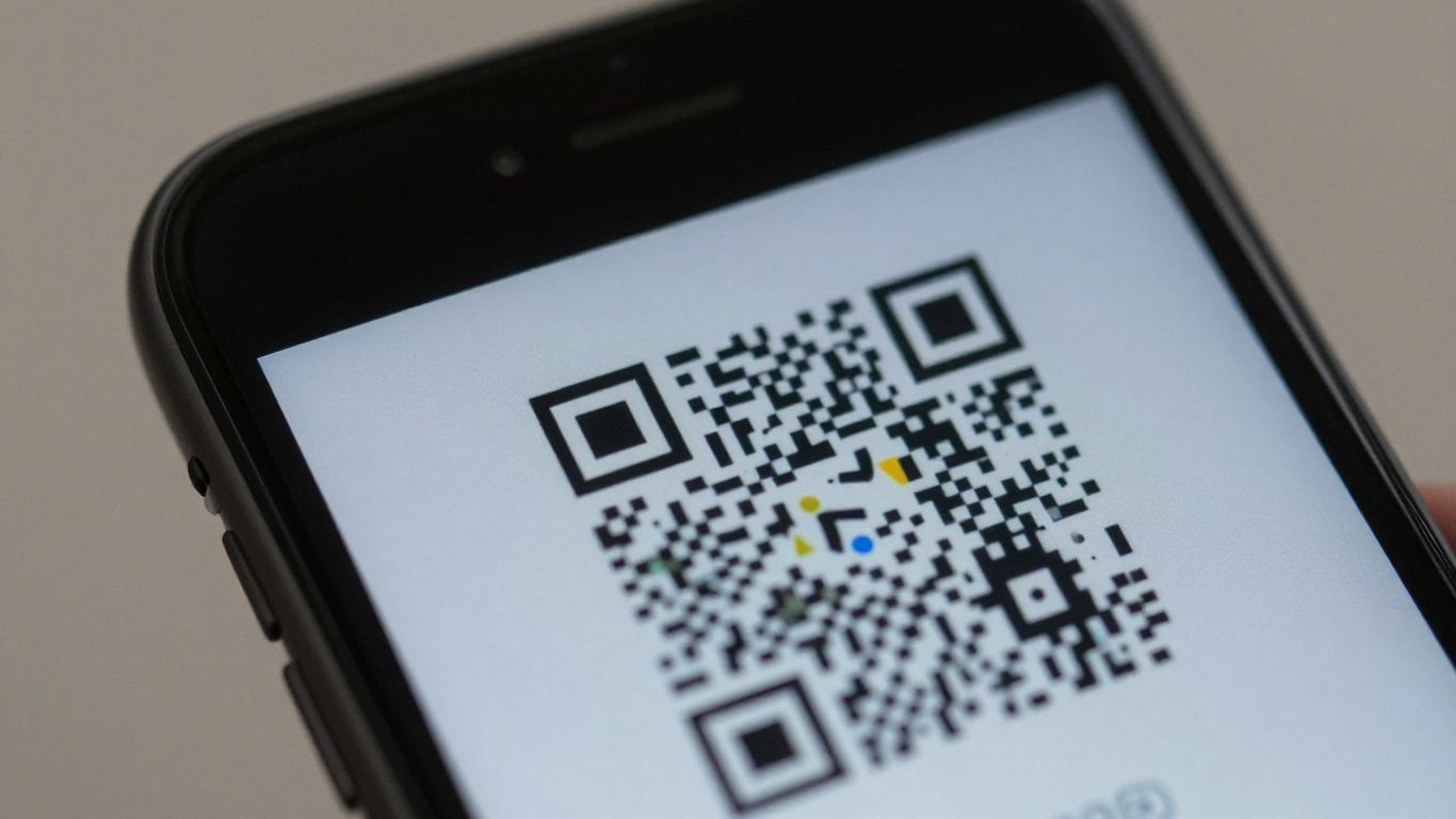 Smartphone displaying a Google review QR code.