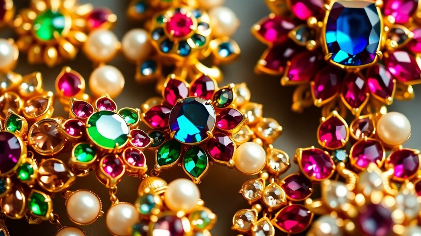 Intricate Kundan jewelry with gemstones and pearls.