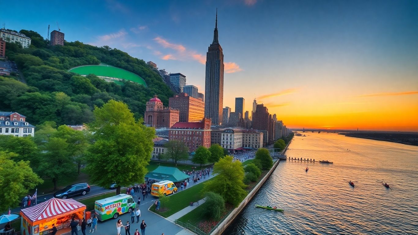 Vivid New York cityscape with landmarks and unique activities