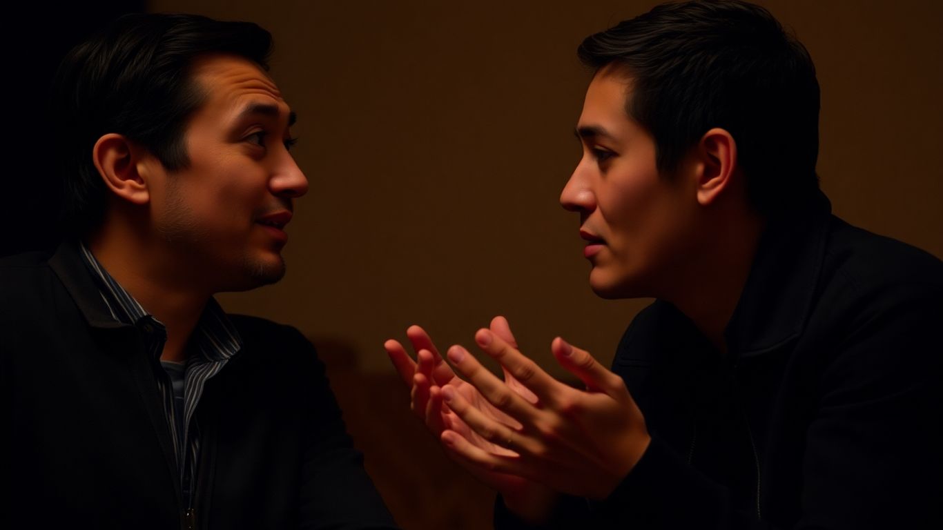 Two people in a focused, attentive conversation.