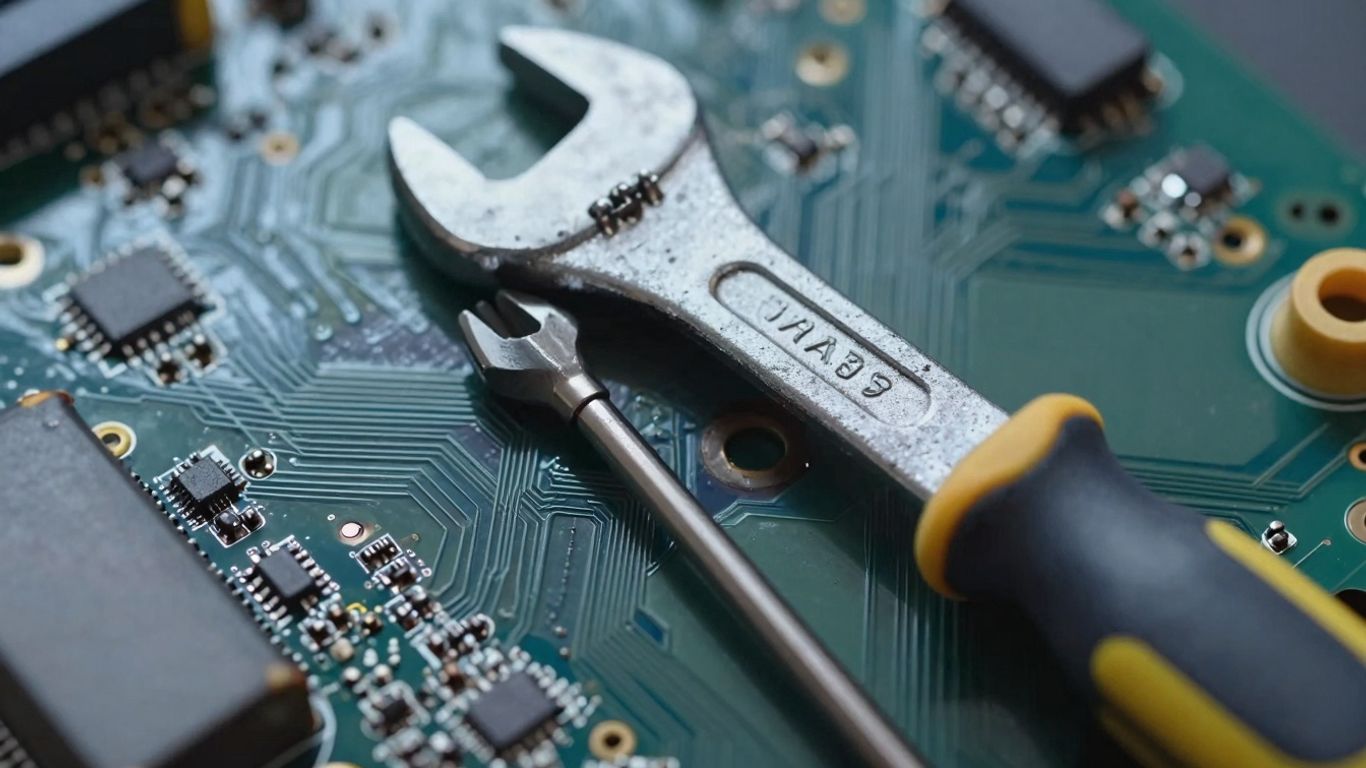 Outils sur une carte mère, concept de maintenance.