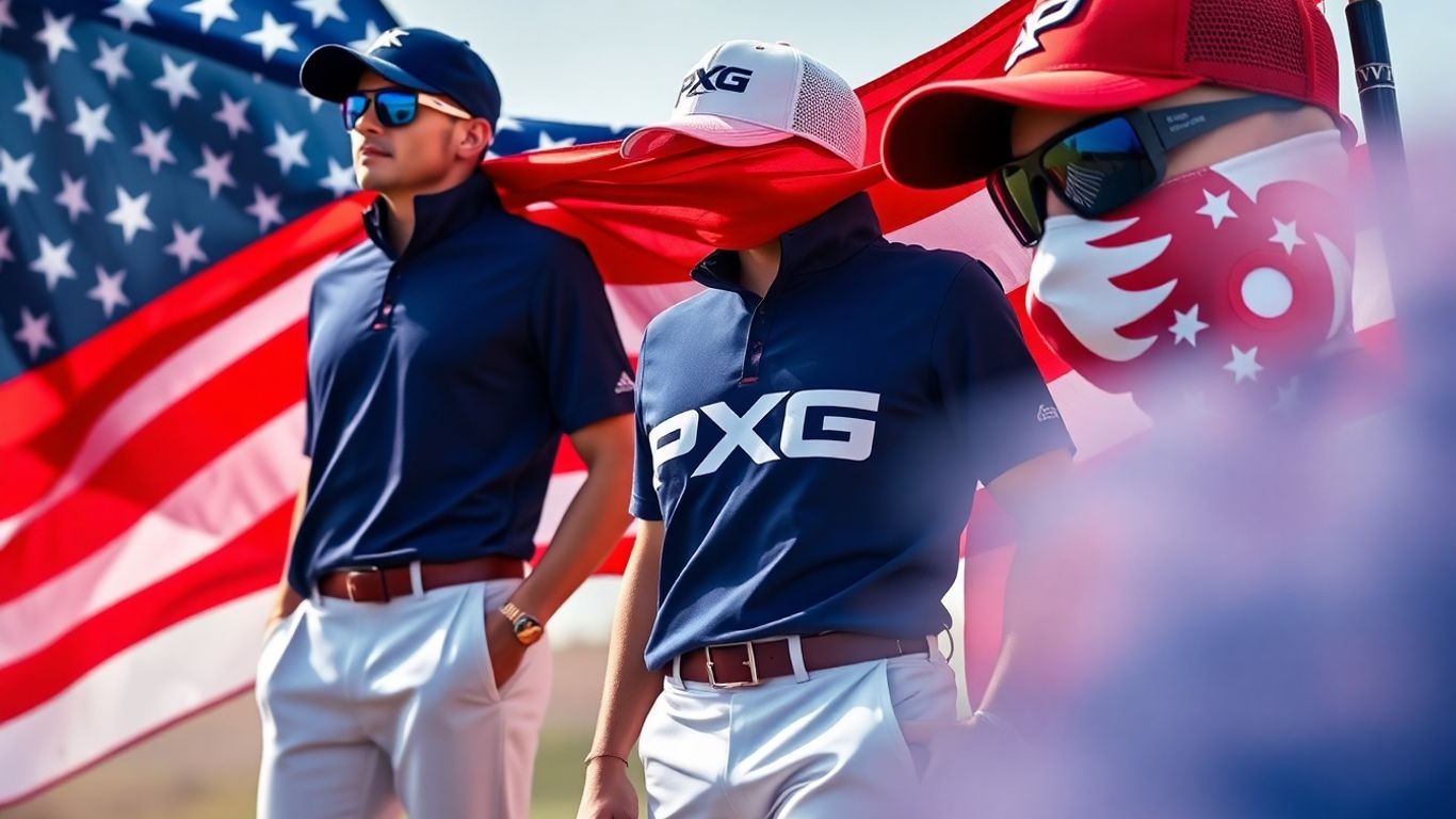 PXG golf gear in red, white, and blue.