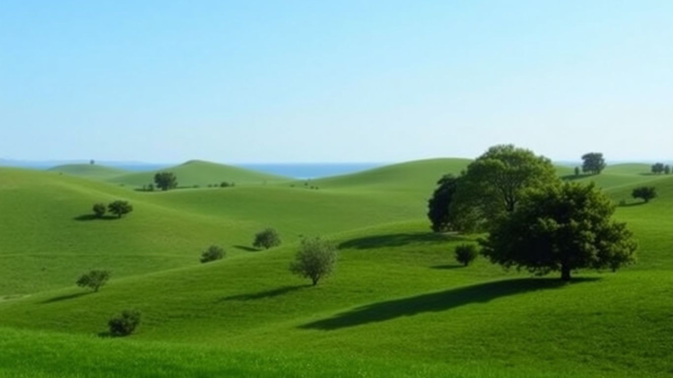 Peaceful Hunter Valley landscape with rolling hills and trees.