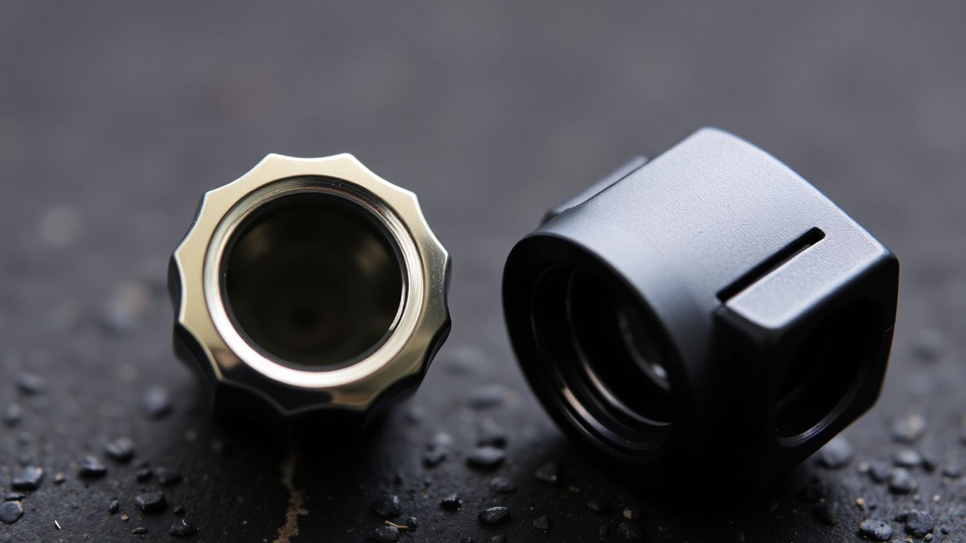 Tire valve caps: plastic versus metal comparison.