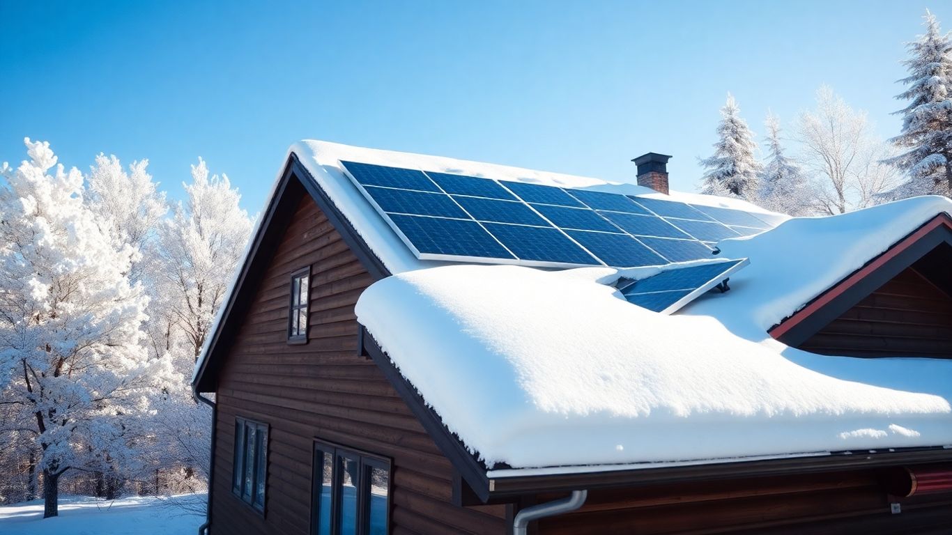 Pannelli solari funzionano su tetto innevato in inverno