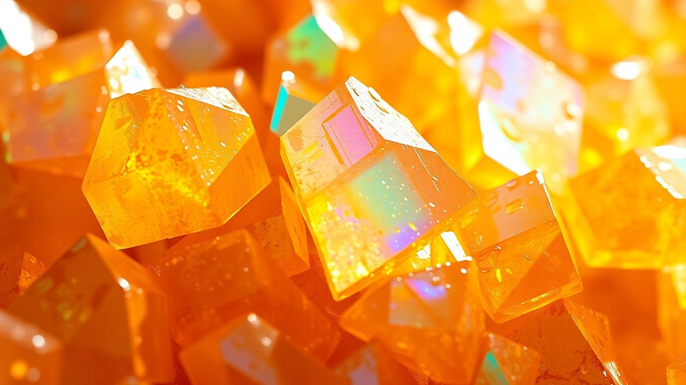 Cristaux de pérovskites brillants, couleurs vives, potentiel solaire.