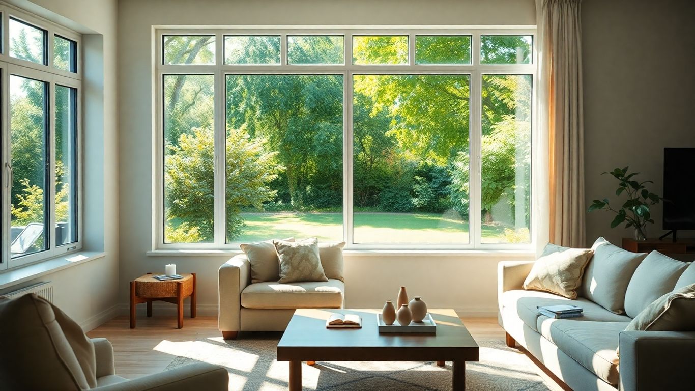 Sala de estar moderna y luminosa con sofá cómodo.