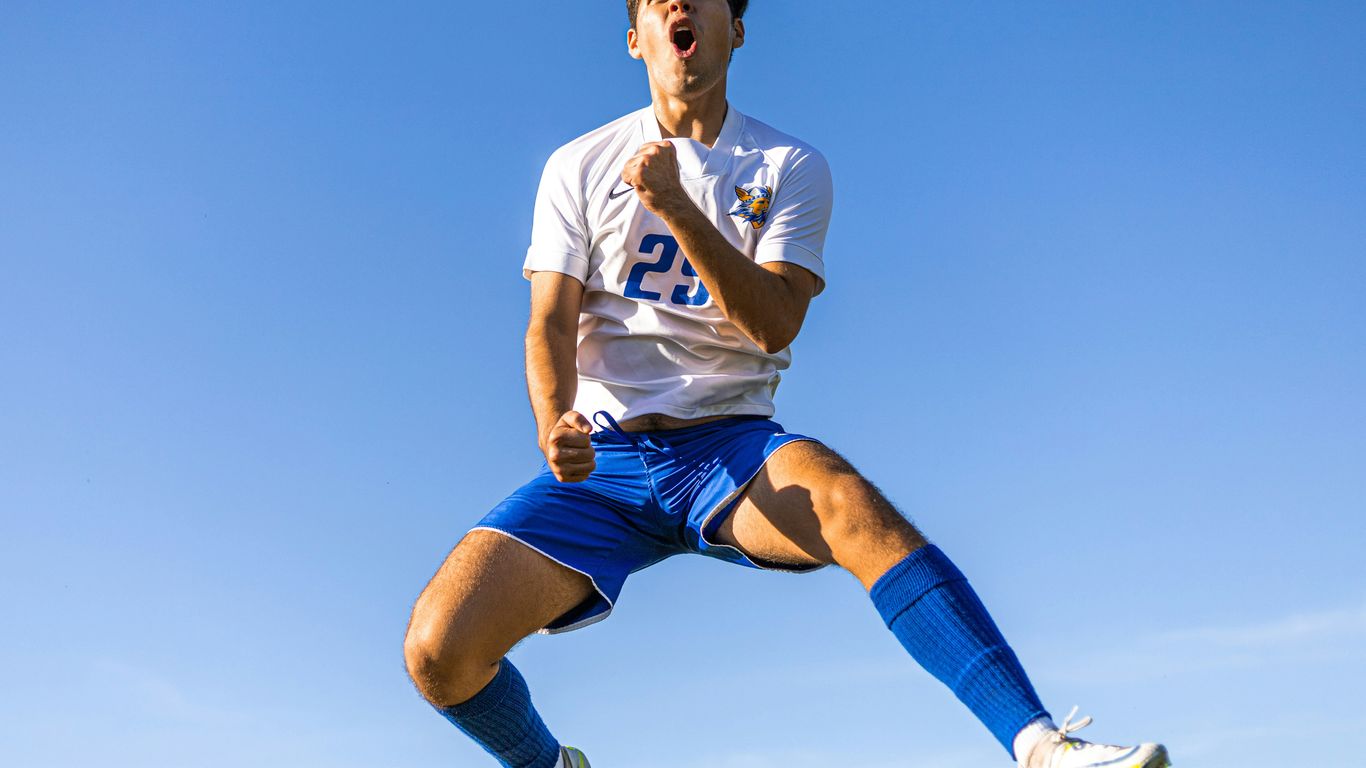 a person running in the air