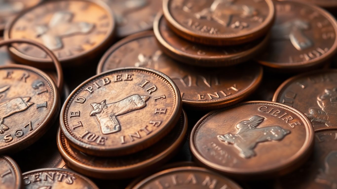 Close-up of rare U.S. pennies with distinct mint marks.