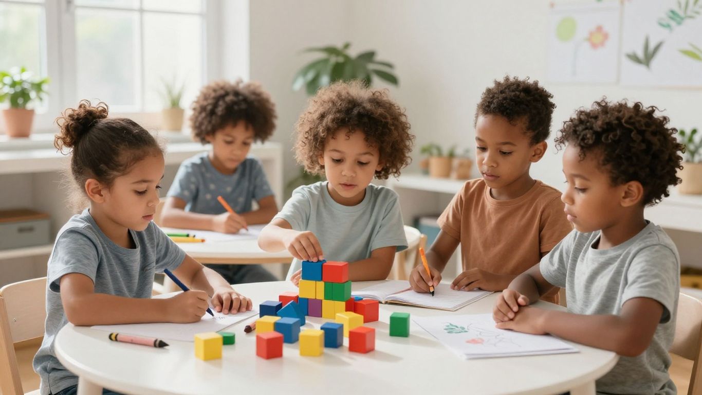 Children learning and playing before school.