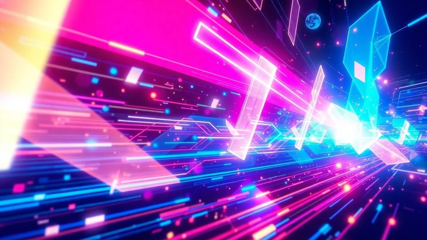 Futuristic AI ad maker visual