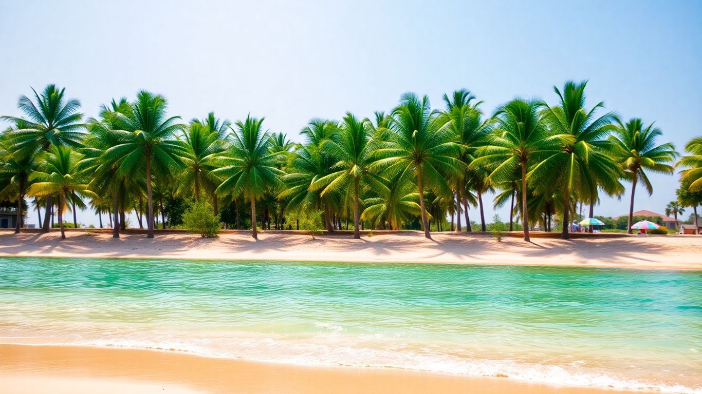 Plaża z palmami i turkusową wodą