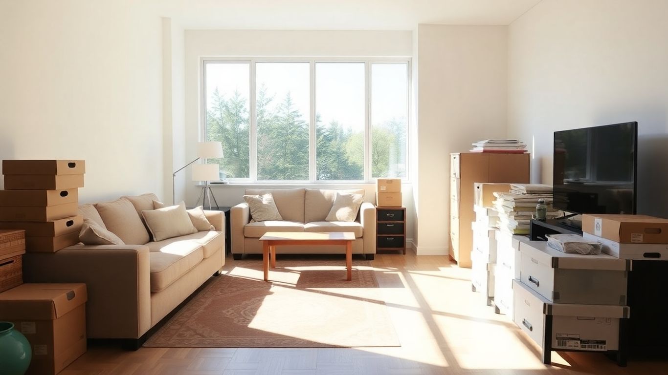 Clean, organized living room with ample space and sunlight.