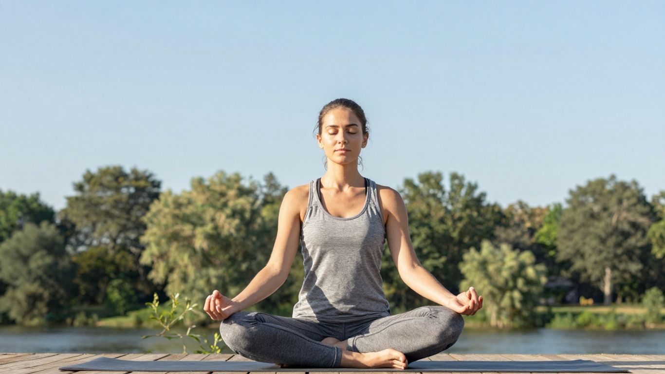 Persoană meditând în natură pentru sănătate fizică și mentală.