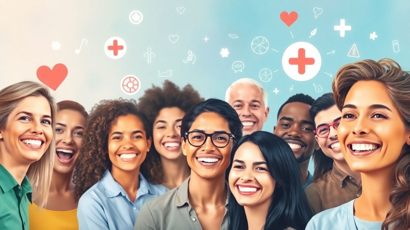 Diverse people and health icons representing BHIP's offerings.