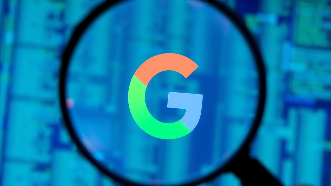 Loupe sur logo Google, découverte algorithmique