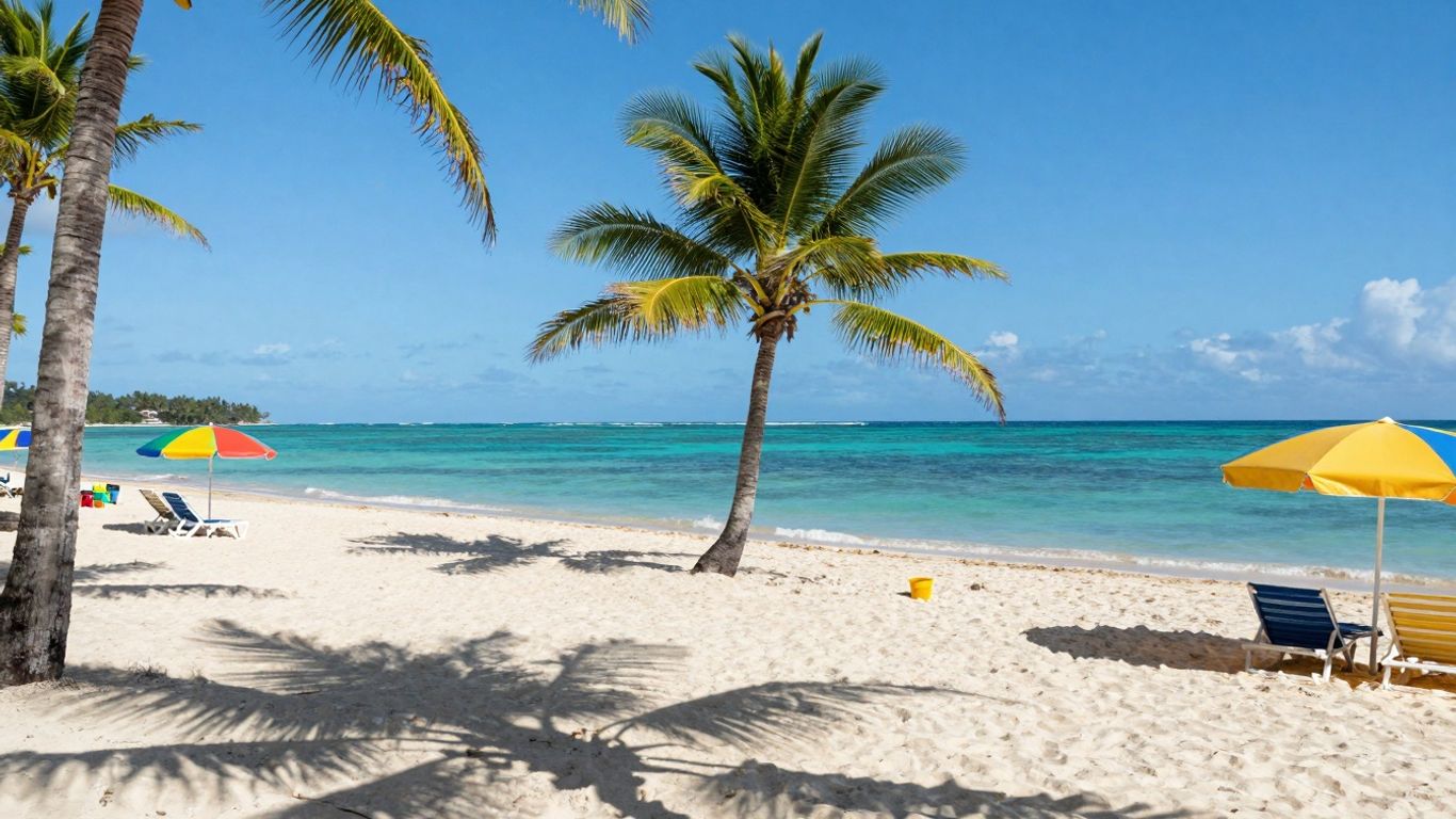 Tropical beach in Negril, Jamaica with white sand and turquoise water.