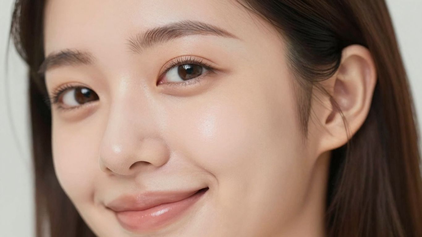 Woman with glowing, clear skin in natural light.